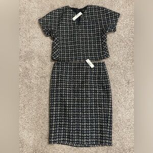 NWT Jcrew metallic thread tweed skirt set size 4